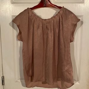 NWT CaP sleeve champagne color blouse with Pleated neck line and tie closure